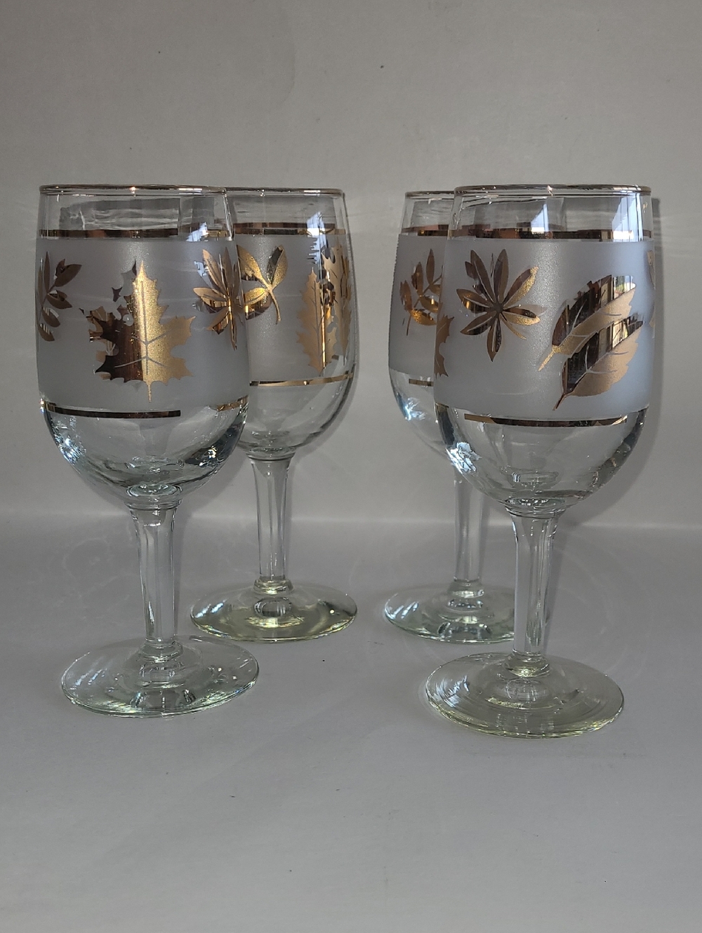 Libby Frosted Gold Foliage Sherry Glasses